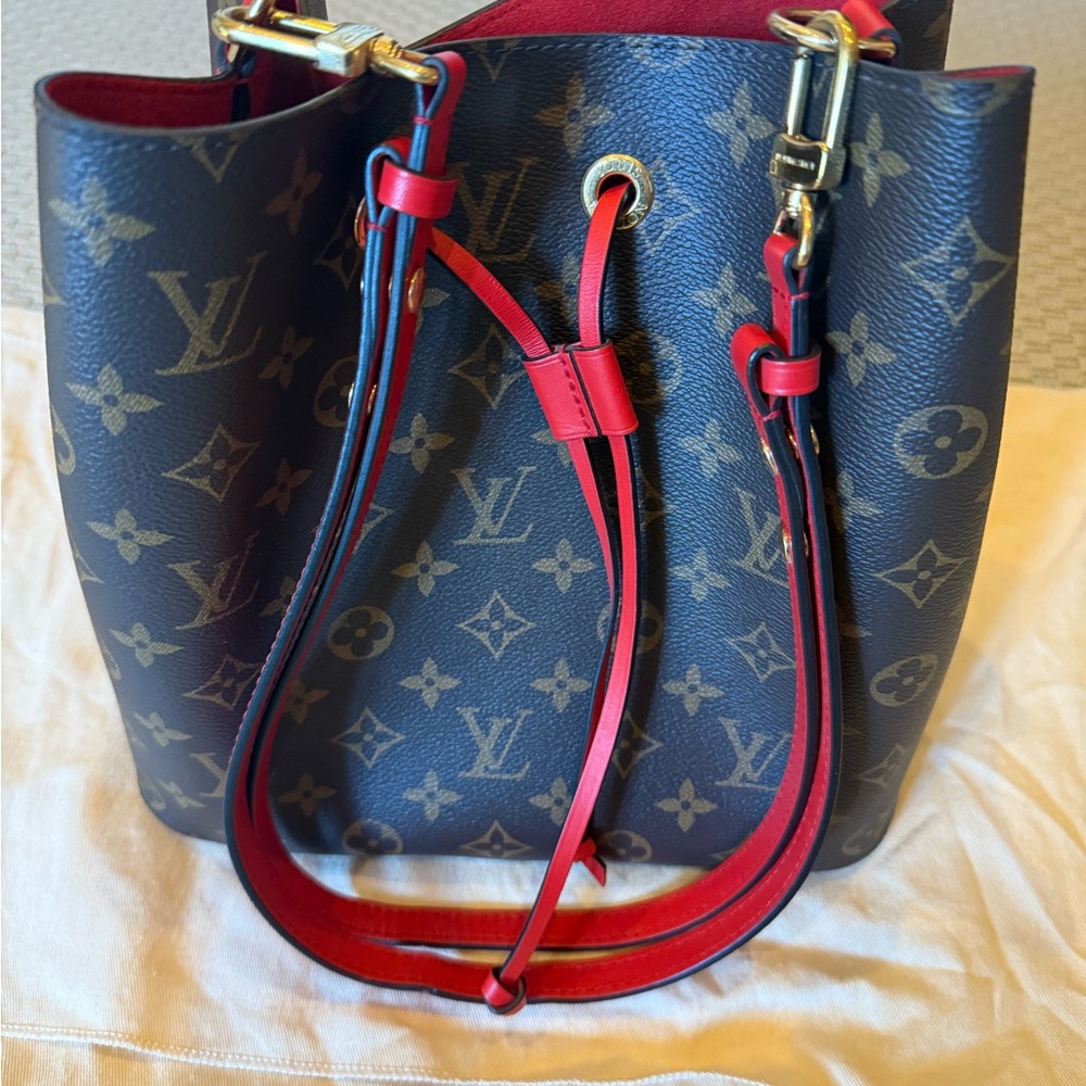 Louis Vuitton Monogram Bucket Bag - Black and Red